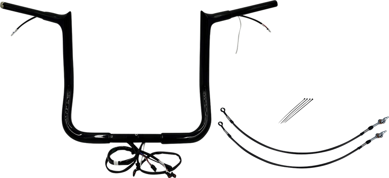 FAT BAGGERS INC. EZ Install Wired 1-1/4" Pointed Top Handlebar Kit - 14" - Black 902214-B