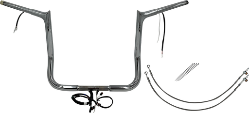 FAT BAGGERS INC. EZ Install Wired 1-1/4" Pointed Top Handlebar Kit - 14" - Chrome 901214