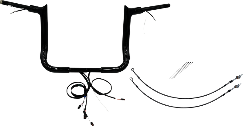FAT BAGGERS INC. EZ Install Wired 1-1/2" Pointed Top Handlebar Kit - 12" - Black 801212-B