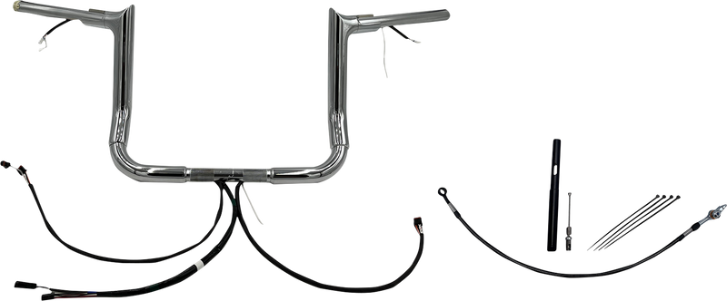 FAT BAGGERS INC. EZ Install Wired 1-1/2" Pointed Top Handlebar Kit - 12" - Chrome 812012