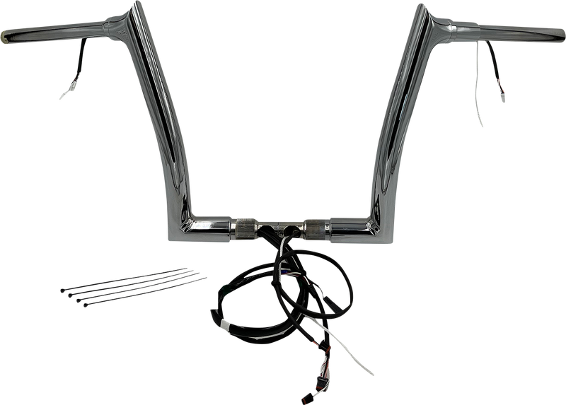 FAT BAGGERS INC. EZ Install Wired 1-1/2" Pointed Top Handlebar Kit - 12" - Chrome 802312
