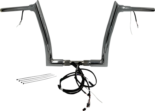 FAT BAGGERS INC. EZ Install Wired 1-1/2" Pointed Top Handlebar Kit - 12" - Chrome 802312