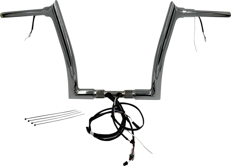 FAT BAGGERS INC. EZ Install Wired 1-1/2" Pointed Top Handlebar Kit - 12" - Chrome 812912