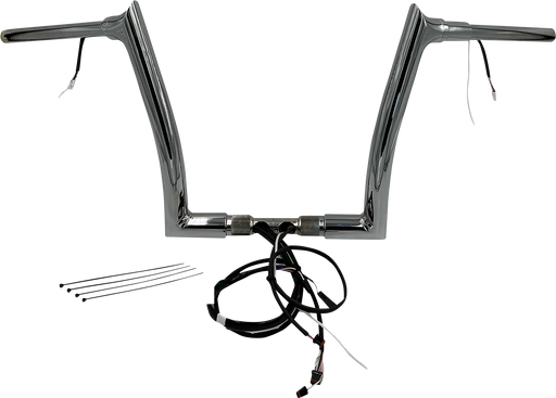 FAT BAGGERS INC. EZ Install Wired 1-1/2" Pointed Top Handlebar Kit - 12" - Chrome 812912