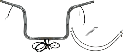 FAT BAGGERS INC. EZ Install Wired 1-1/4" Round Top Handlebar Kit - 12" - Chrome 901512