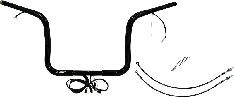 FAT BAGGERS INC. EZ Install Wired 1-1/4" Round Top Handlebar Kit - 12" - Black 901512-B
