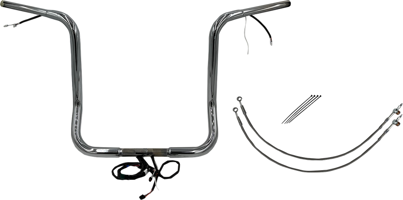 FAT BAGGERS INC. EZ Install Wired 1-1/4" Round Top Handlebar Kit - 16" - Chrome 901516