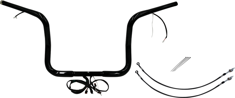 FAT BAGGERS INC. EZ Install Wired 1-1/4" Round Top Handlebar Kit - 12" - Black 902512-B