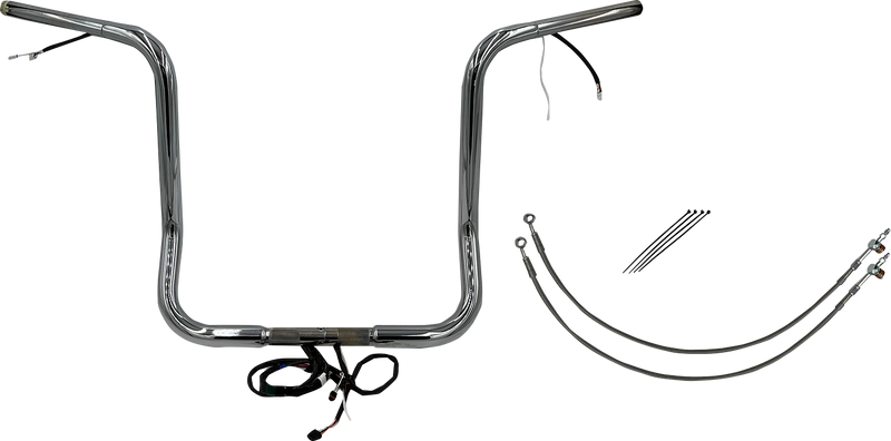 FAT BAGGERS INC. EZ Install Wired 1-1/4" Round Top Handlebar Kit - 16" - Chrome 902516