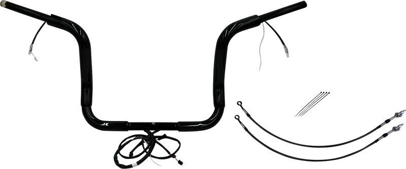 FAT BAGGERS INC. EZ Install Wired 1-1/2" Round Top Handlebar Kit - 12" - Black 801512-B