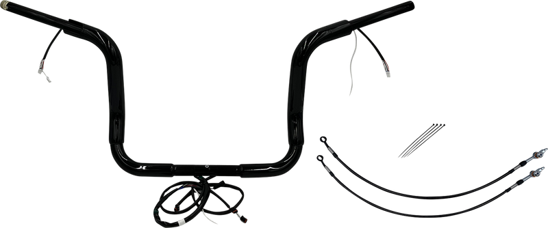 FAT BAGGERS INC. EZ Install Wired 1-1/2" Round Top Handlebar Kit - 12" - Black 802512-B
