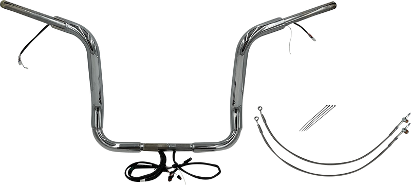 FAT BAGGERS INC. EZ Install Wired 1-1/2" Round Top Handlebar Kit - 14" - Chrome 801514