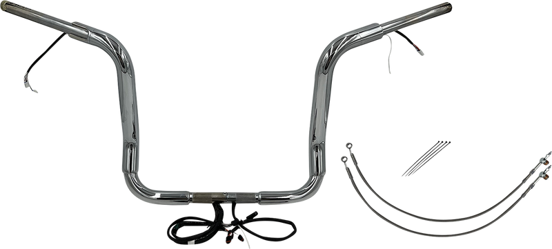 FAT BAGGERS INC. EZ Install Wired 1-1/2" Round Top Handlebar Kit - 14" - Chrome 802514