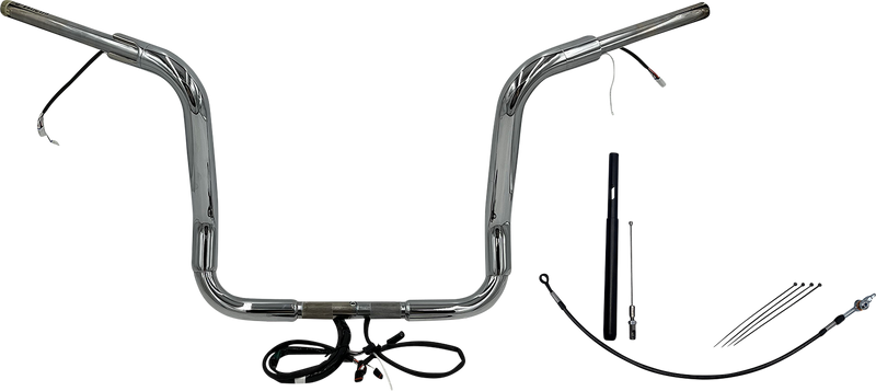 FAT BAGGERS INC. EZ Install Wired 1-1/2" Round Top Handlebar Kit - 14" - Chrome 812414