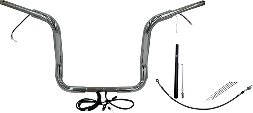 FAT BAGGERS INC. EZ Install Wired 1-1/2" Round Top Handlebar Kit - 14" - Chrome 812414