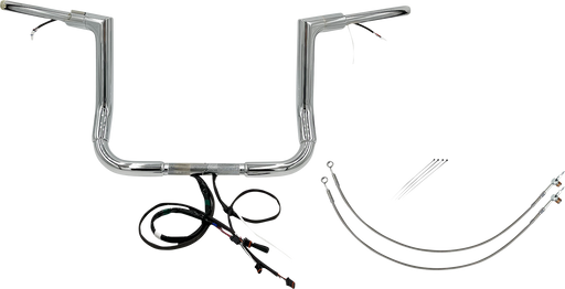 FAT BAGGERS INC. EZ Install Wired 1-1/2" Flat Top Handlebar Kit - 12" - Chrome 602212