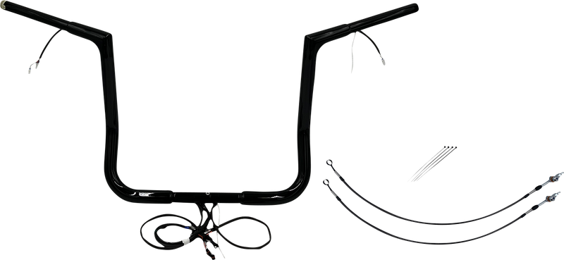 FAT BAGGERS INC. EZ Install Wired 1-1/4" Flat Top Handlebar Kit - 14" - Black 701214-B