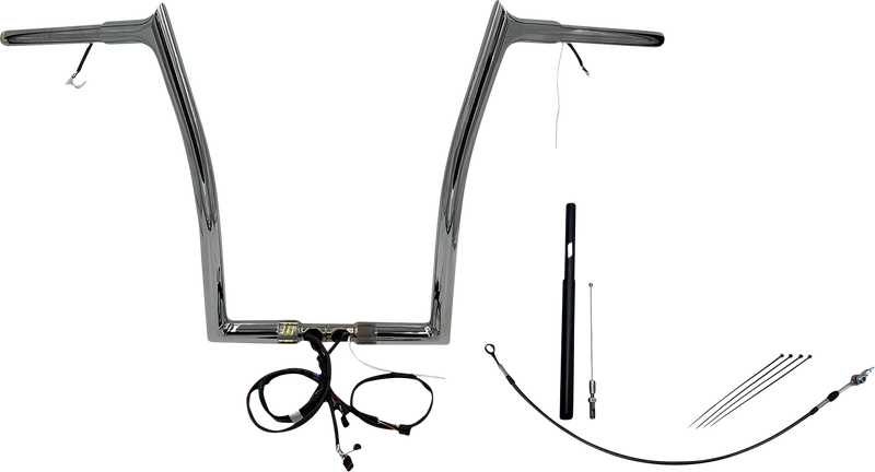 FAT BAGGERS INC. EZ Install Wired 1-1/4" Pointed Top Handlebar Kit - 16" - Chrome 912916
