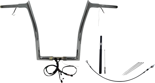 FAT BAGGERS INC. EZ Install Wired 1-1/4" Pointed Top Handlebar Kit - 16" - Chrome 912916