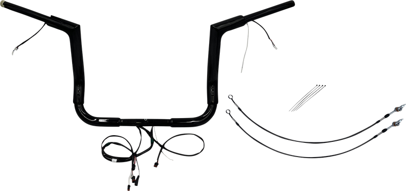 FAT BAGGERS INC. EZ Install Wired 1-1/2" Flat Top Handlebar Kit - 12" - Black 601212-B