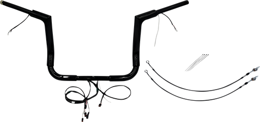FAT BAGGERS INC. EZ Install Wired 1-1/2" Flat Top Handlebar Kit - 12" - Black 601212-B