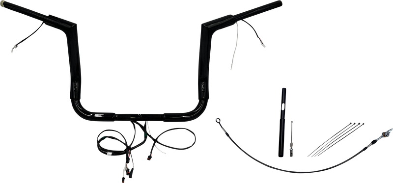 FAT BAGGERS INC. EZ Install Wired 1-1/2" Flat Top Handlebar Kit - 12" - Black 612012-B