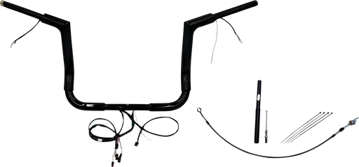FAT BAGGERS INC. EZ Install Wired 1-1/2" Flat Top Handlebar Kit - 12" - Black 612012-B