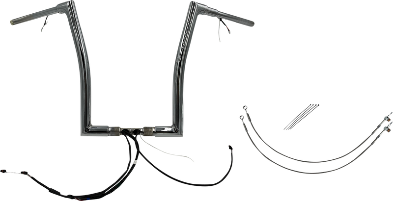 FAT BAGGERS INC. EZ Install Wired 1-1/2" Flat Top Handlebar Kit - 16" - Chrome 602316