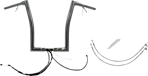 FAT BAGGERS INC. EZ Install Wired 1-1/2" Flat Top Handlebar Kit - 16" - Chrome 602316