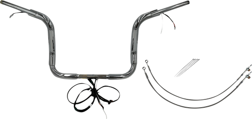 FAT BAGGERS INC. EZ Install Wired 1-1/2" Round Top Handlebar Kit - 12" - Chrome 802512