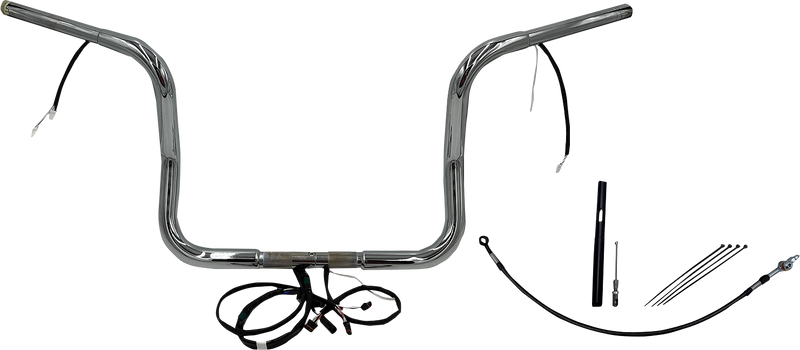 FAT BAGGERS INC. EZ Install Wired 1-1/4" Round Top Handlebar Kit - 12" - Chrome 912512