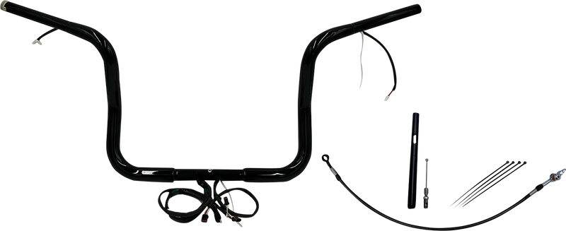 FAT BAGGERS INC. EZ Install Wired 1-1/4" Round Top Handlebar Kit - 12" - Black 912512-B