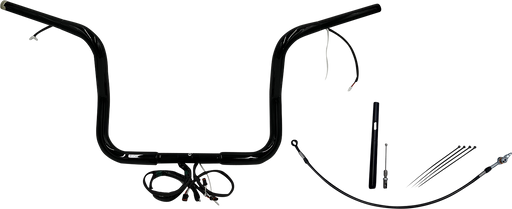 FAT BAGGERS INC. EZ Install Wired 1-1/4" Round Top Handlebar Kit - 12" - Black 912512-B