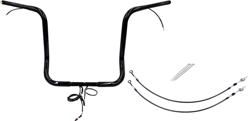 FAT BAGGERS INC. EZ Install Wired 1-1/4" Pointed Top Handlebar Kit - 16" - Black 902216-B