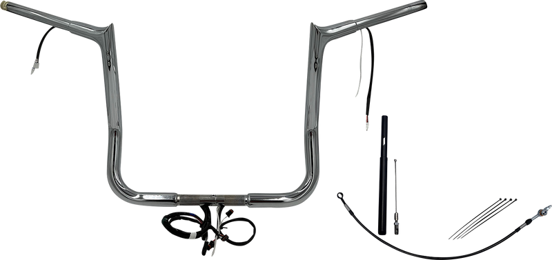 FAT BAGGERS INC. EZ Install Wired 1-1/4" Pointed Top Handlebar Kit - 14" - Chrome 912014