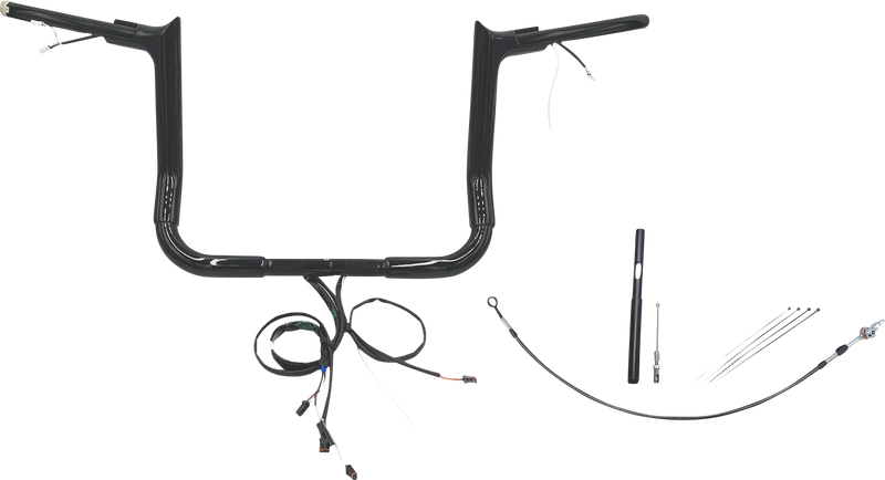 FAT BAGGERS INC. EZ Install Wired 1-1/2" Pointed Top Handlebar Kit - 12" - Black 812012-B