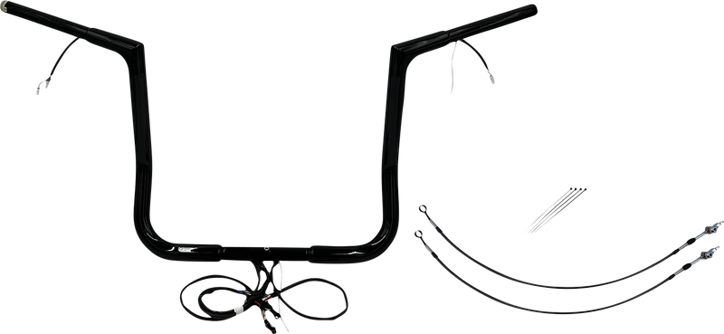 FAT BAGGERS INC. EZ Install Wired 1-1/4" Flat Top Handlebar Kit - 14" - Black 702214-B