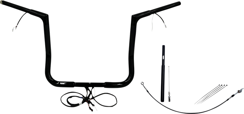 FAT BAGGERS INC. EZ Install Wired 1-1/4" Flat Top Handlebar Kit - 14" - Black 712014-B