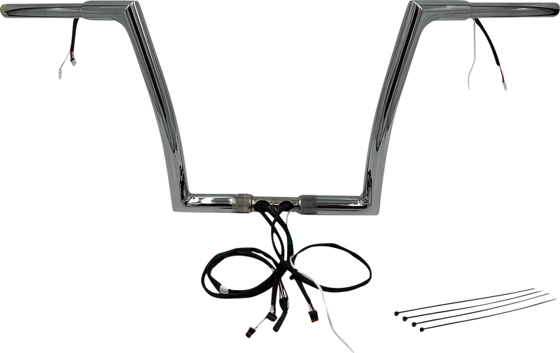 FAT BAGGERS INC. EZ Install Wired 1-1/4" Flat Top Handlebar Kit - 12" - Chrome 701912