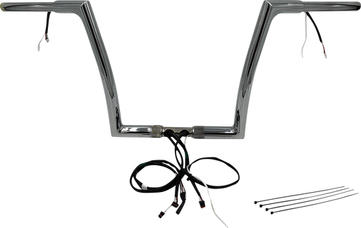 FAT BAGGERS INC. EZ Install Wired 1-1/4" Flat Top Handlebar Kit - 12" - Chrome 701912