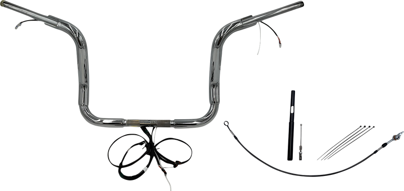 FAT BAGGERS INC. EZ Install Wired 1-1/2" Round Top Handlebar Kit - 12" - Chrome 812412