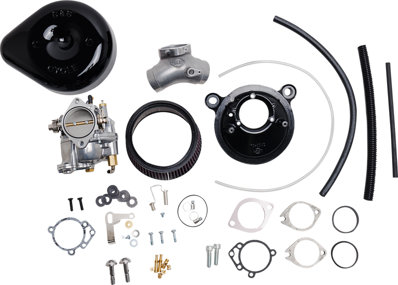 S&S CYCLE Super E Carburetor with Stealth Air Cleaner Kit - Gloss Black - '84-'99 Evolution Big Twin