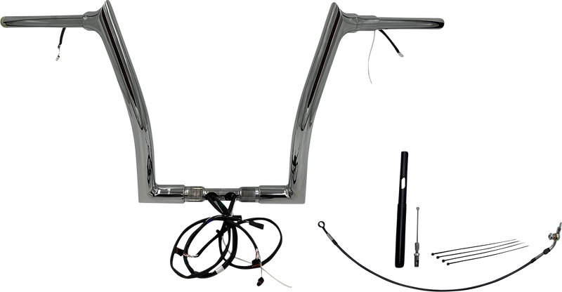 FAT BAGGERS INC. EZ Install Wired 1-1/2" Pointed Top Handlebar Kit - 14" - Chrome 812914