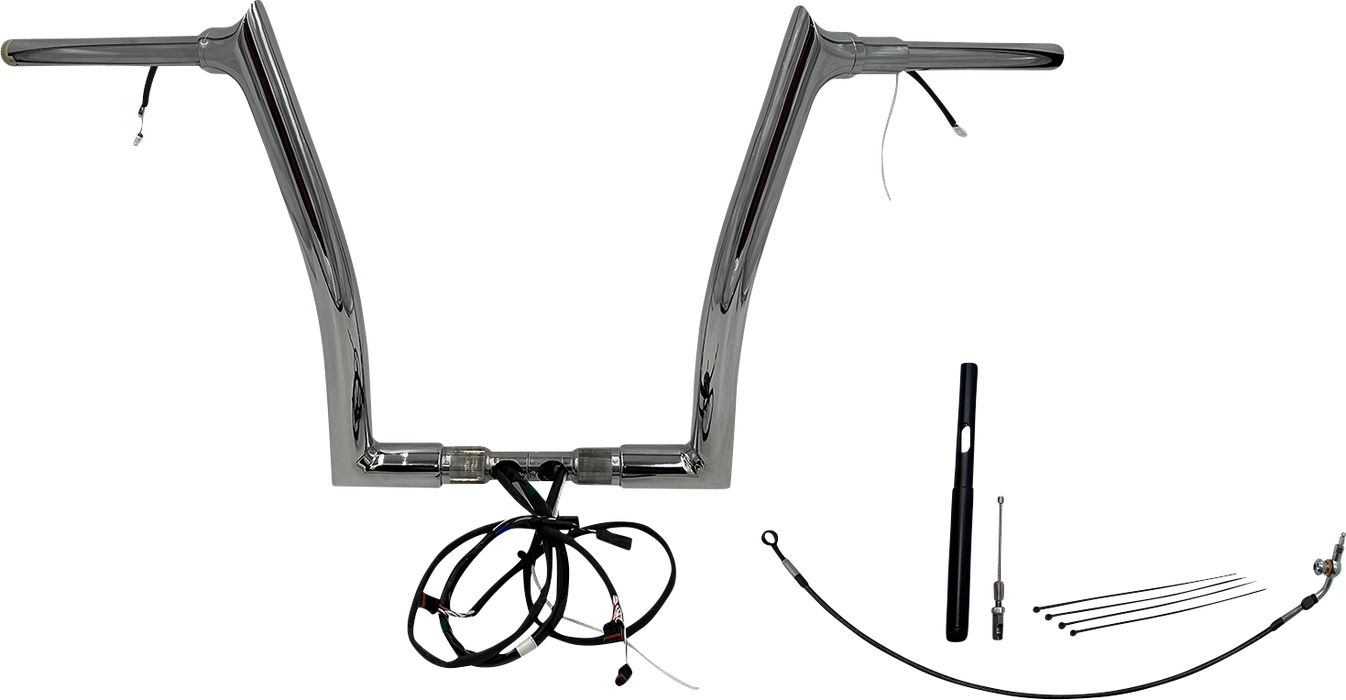 FAT BAGGERS INC. EZ Install Wired 1-1/2" Pointed Top Handlebar Kit - 14" - Chrome 812914