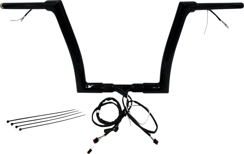 FAT BAGGERS INC. EZ Install Wired 1-1/2" Flat Top Handlebar Kit - 12" - Black 601312-B
