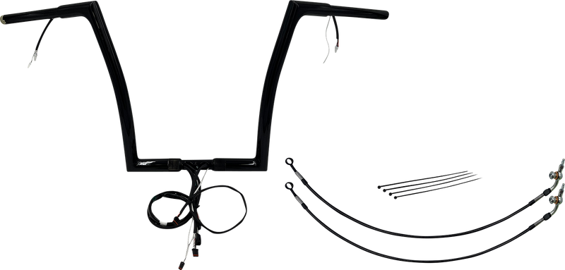 FAT BAGGERS INC. EZ Install Wired 1-1/4" Flat Top Handlebar Kit - 14" - Black 701914-B