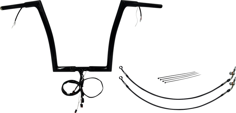 FAT BAGGERS INC. EZ Install Wired 1-1/4" Flat Top Handlebar Kit - 14" - Black 702914-B