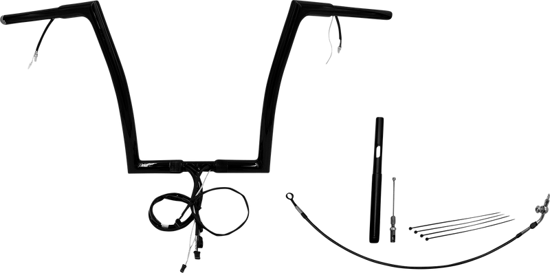 FAT BAGGERS INC. EZ Install Wired 1-1/4" Flat Top Handlebar Kit - 14" - Black 712914-B