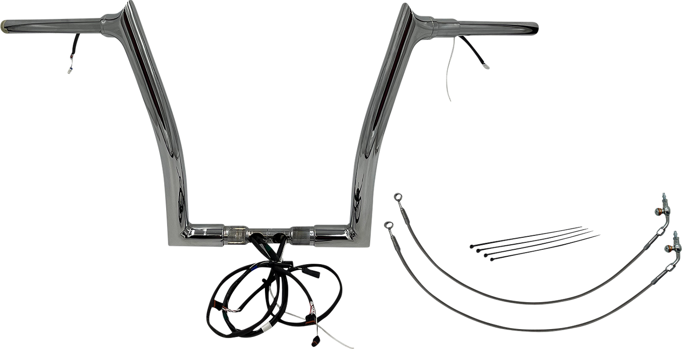FAT BAGGERS INC. EZ Install Wired 1-1/2" Pointed Top Handlebar Kit - 14" - Chrome 801314