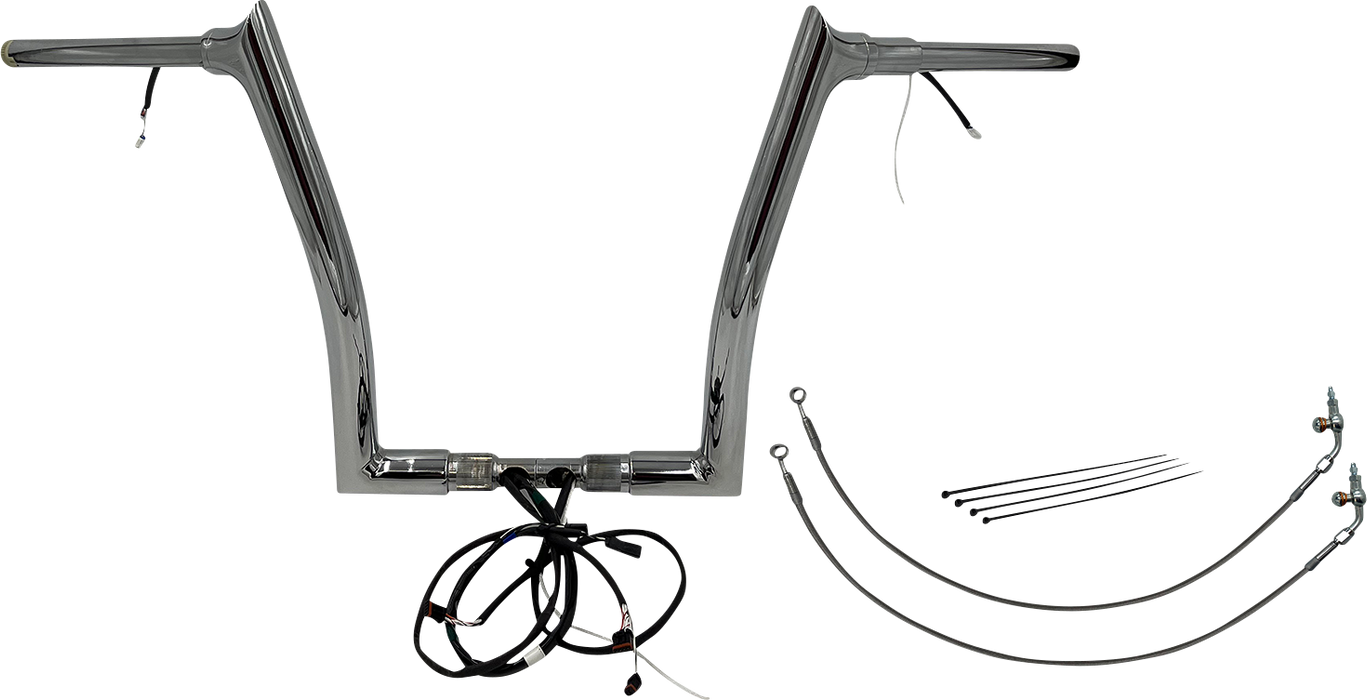 FAT BAGGERS INC. EZ Install Wired 1-1/2" Pointed Top Handlebar Kit - 14" - Chrome 802314